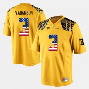 Yellow US Flag Fashion Men's #3 Vernon Adams Jr Oregon Jersey 229378-493