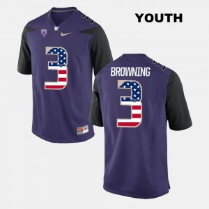 #3 Jake Browning Washington Jersey US Flag Fashion Kids Purple 621762-949