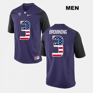 Men's Jake Browning Washington Jersey US Flag Fashion Purple #3 153786-777
