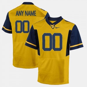 WVU Customized Jerseys College Limited Football For Men Gold #00 930138-623