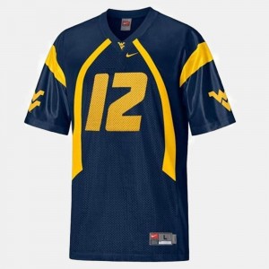 Youth Blue #12 College Football Geno Smith WVU Jersey 238090-712