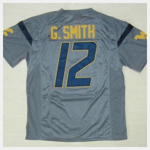 College Football #12 Geno Smith WVU Jersey Gray Men's 865697-969