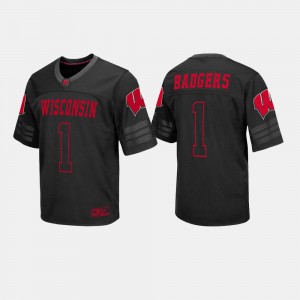 For Men's #1 Wisconsin Jersey Black College Football 714896-813