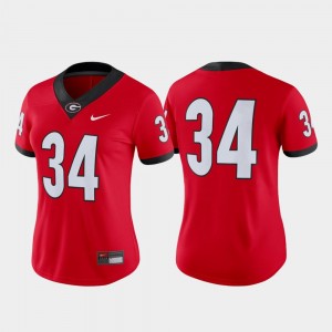 For Women UGA Jersey Red College Football #34 Game 173546-405