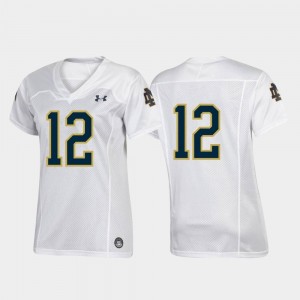 Football Team For Women's #12 Replica White Notre Dame Jersey 169773-449