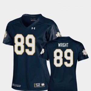 Navy #89 College Football For Women's Replica Brock Wright Notre Dame Jersey 283792-869