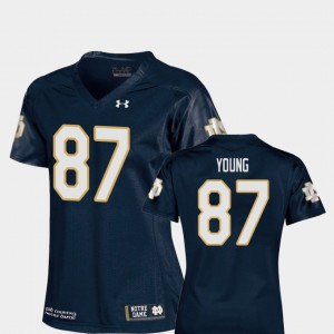 Replica Michael Young Notre Dame Jersey Womens #87 Navy College Football 429821-779