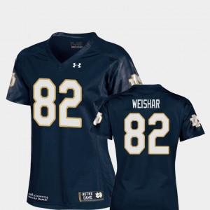 #82 Navy Nic Weishar Notre Dame Jersey Women's College Football Replica 512436-573