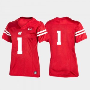 Replica #1 Football Team Women's Wisconsin Jersey Red 169541-404