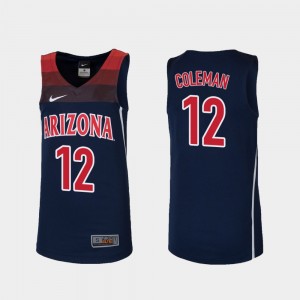 Replica Justin Coleman Arizona Jersey College Basketball #12 Navy Kids 240598-978