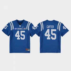 Youth(Kids) Griffin Carter Duke Jersey #45 College Football Game Royal 2018 Independence Bowl 848684-150