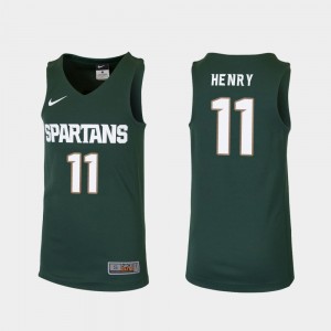 Replica For Kids Aaron Henry MSU Jersey College Basketball #11 Green 960711-768