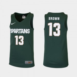 Youth Gabe Brown MSU Jersey Green #3 College Basketball Replica 396163-147