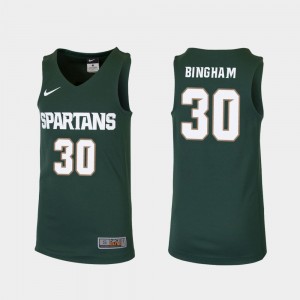Green Replica #30 Kids College Basketball Marcus Bingham Jr. MSU Jersey 748985-535