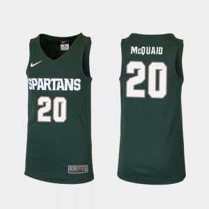 Matt McQuaid MSU Jersey College Basketball Green #20 Youth(Kids) Replica 475467-508
