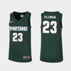 College Basketball Green Replica Xavier Tillman MSU Jersey For Kids #23 189817-420