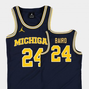 Navy College Basketball Jordan For Kids #24 Replica C.J. Baird Michigan Jersey 382333-795