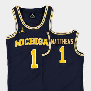 #1 Youth College Basketball Jordan Navy Replica Charles Matthews Michigan Jersey 656739-428