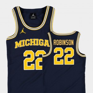 College Basketball Jordan #22 Duncan Robinson Michigan Jersey Youth Replica Navy 927294-540