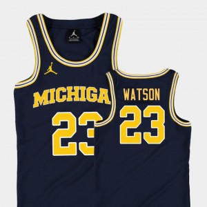 Replica #23 Ibi Watson Michigan Jersey College Basketball Jordan Navy Youth 482054-504