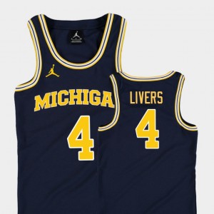 For Kids Replica Isaiah Livers Michigan Jersey Navy College Basketball Jordan #4 479598-338
