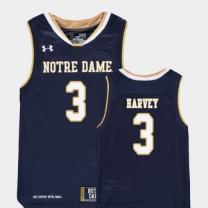 College Basketball D.J. Harvey Notre Dame Jersey #3 Replica Youth Navy 960687-359