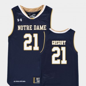 Replica #21 Navy For Kids Matt Gregory Notre Dame Jersey College Basketball 220655-502