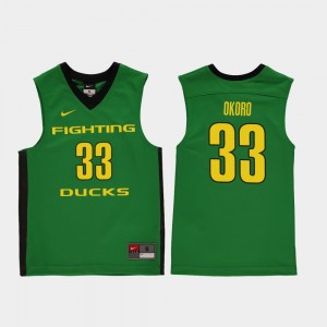 Francis Okoro Oregon Jersey Green #33 For Kids Replica College Basketball 313570-315