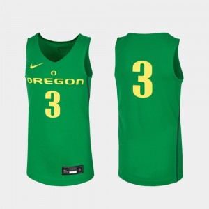 Replica College Basketball #3 Oregon Jersey Kelly Green Kids 580613-783