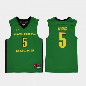 For Kids Green #5 Miles Norris Oregon Jersey College Basketball Replica 534938-954
