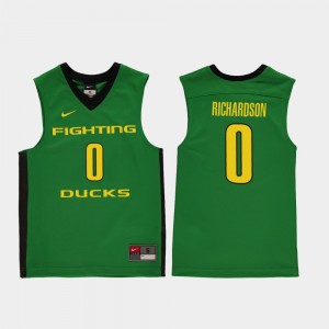 College Basketball Youth Green Replica #0 Will Richardson Oregon Jersey 289273-521