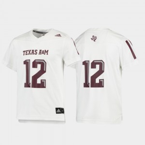 White Football Youth(Kids) Replica #12 Texas A&M Jersey 893099-185
